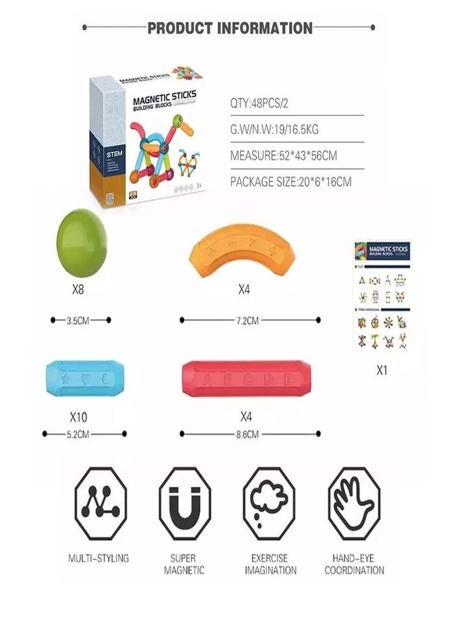 ICW Magplay Roundels 3D Magnetic Stick Building Block Toys for Kids Balls and Stick Constructing Set and Creative STEM Learning Educational Game for Boys Girls, Age 3+ Yrs. (26 pc) - Image 3